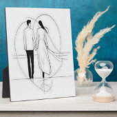 Minimalistische Lijnkunst Romantisch Paar dat Elka Fotoplaat (Zijkant)