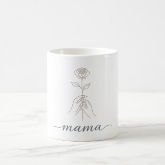 Minimalistische lijnkunst roos "Mama" esthetische Koffiemok