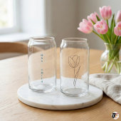 Minimalistische Lijnkunst Tulp Bloemige Aangepaste Blikvorm Glas