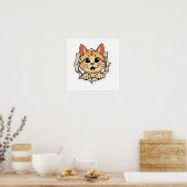 Minimalistische lijnkunst van Cat Peking Poster (Keuken)