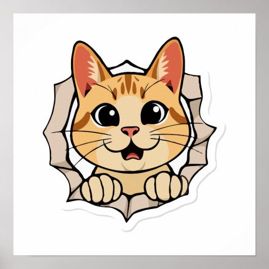Minimalistische lijnkunst van Cat Peking Poster (Voorkant)