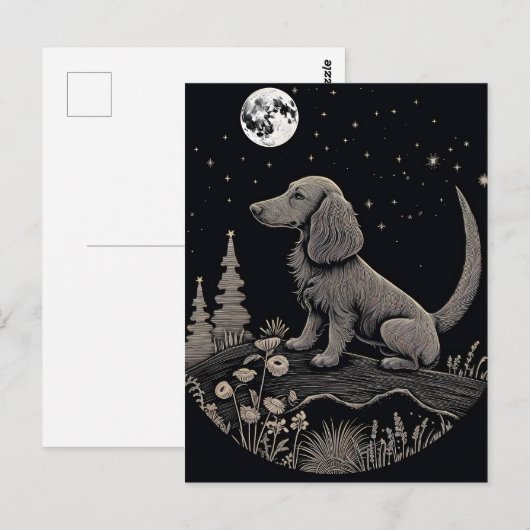 Minimalistische lijnkunst van een teckel op een ma briefkaart (Voorkant / Achterkant)