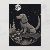 Minimalistische lijnkunst van een teckel op een ma briefkaart (Voorkant)