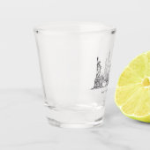 Minimalistische lijnkunst van het silhouet van New Shot Glas (Links)