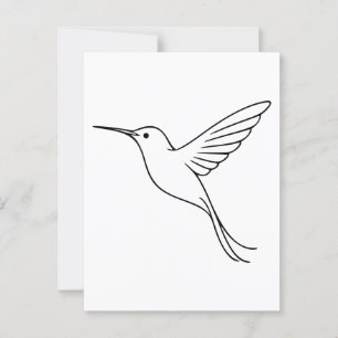 Minimalistische lijnkunst van kolibrie in vlucht briefkaart