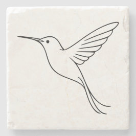 Minimalistische lijnkunst van kolibrie in vlucht stenen onderzetter