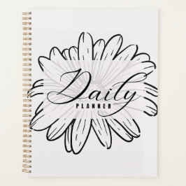 Minimalistische lijnkunst van madeliefjes & vetged planner
