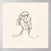 Minimalistische lijnkunst van mama en Baby Poster (Voorkant)