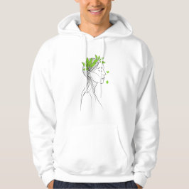 Minimalistische lijnkunst van vrouw met groene bla hoodie