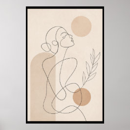 Minimalistische Lijnkunst Vrouw Poster