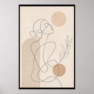 Minimalistische Lijnkunst Vrouw Poster