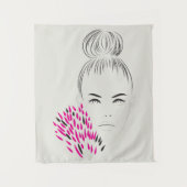 Minimalistische lijnkunst vrouw tekening topknot m wandkleed (Voorkant)