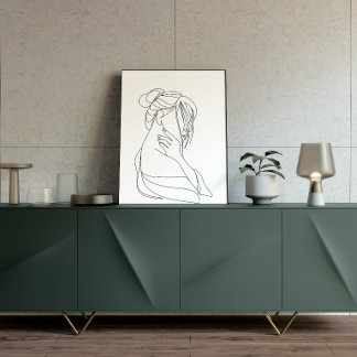 Minimalistische lijnkunst vrouwenmuurdecoratie | M Poster