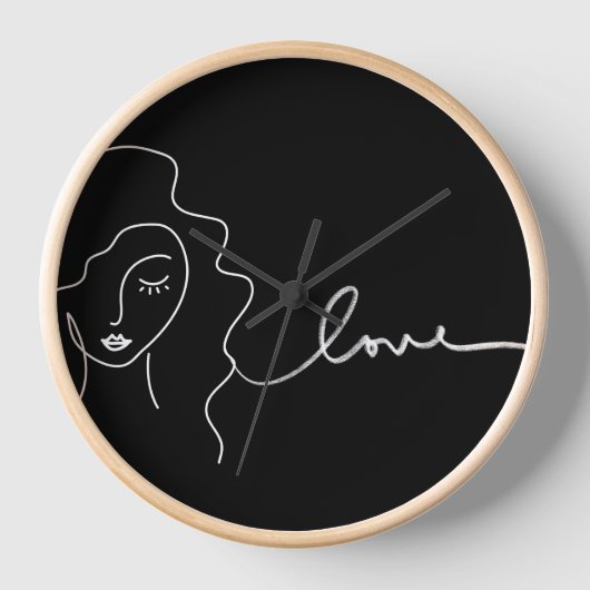 Minimalistische lijnkunst wandklok (Voorkant)