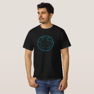 Minimalistische lijnkunst wereldbol aarde T-shirt