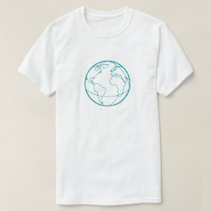 Minimalistische Lijnkunst Wereldbol Aarde T-Shirt