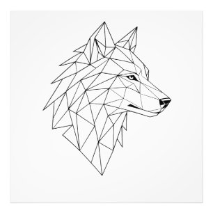 Minimalistische lijnkunst wolf gezicht grafische T Foto Afdruk