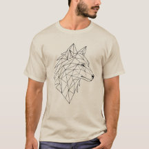 Minimalistische lijnkunst wolf gezicht grafische T