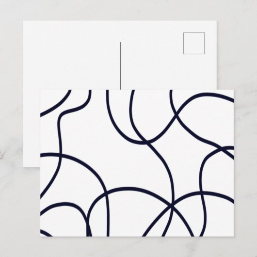 Minimalistische lijnkunst zwart-wit briefkaart (Voorkant / Achterkant)