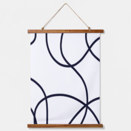 Minimalistische lijnkunst zwart-wit hangend wandkleed