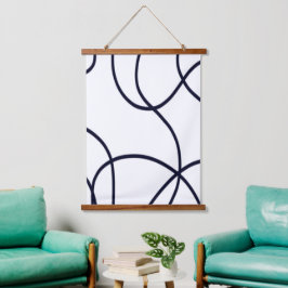 Minimalistische lijnkunst zwart-wit hangend wandkleed