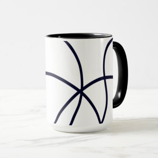 Minimalistische lijnkunst zwart-wit mok (Voorkant rechts)