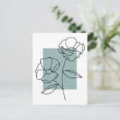 Minimalistische lijnkunstbloem briefkaart (Staand voorkant)