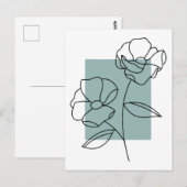 Minimalistische lijnkunstbloem briefkaart (Voorkant / Achterkant)