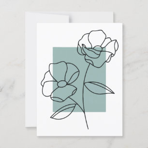 Minimalistische lijnkunstbloem briefkaart