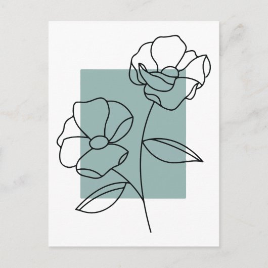 Minimalistische lijnkunstbloem briefkaart (Voorkant)