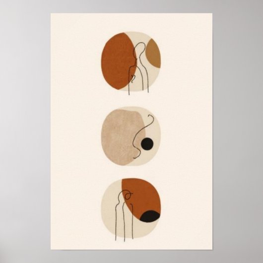 Minimalistische lijnkunstgezichten | Abstract Boho Poster (Voorkant)