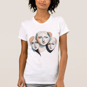 Minimalistische lijnkunstgezichten - elegant en mo t-shirt