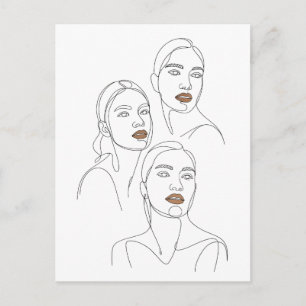 Minimalistische Lijnportretten van Vrouwen Briefkaart