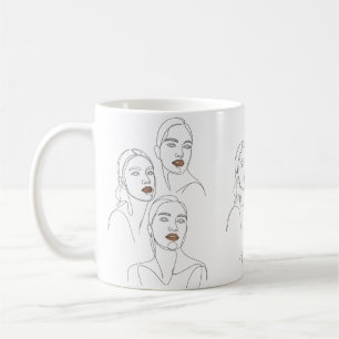 Minimalistische Lijnportretten van Vrouwen Koffiemok