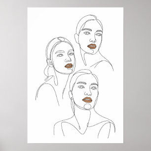 Minimalistische Lijnportretten van Vrouwen Poster