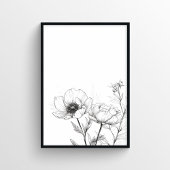 Minimalistische lijntekening Bloem Zwart-wit Poster
