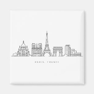 Minimalistische Lijntekening Paris Frankrijk Silho Magneet
