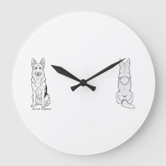 Minimalistische lijntekening van een Duitse herder Grote Klok (Voorkant)
