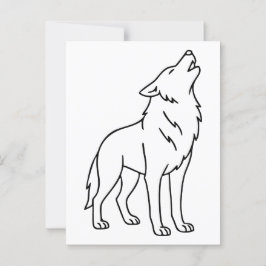 Minimalistische lijntekening van een wolf – Huilen Briefkaart