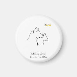 Minimalistische lijntekening van hond en kat met a magneet