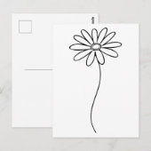 Minimalistische lijntekening van madeliefjesbloem briefkaart (Voorkant / Achterkant)
