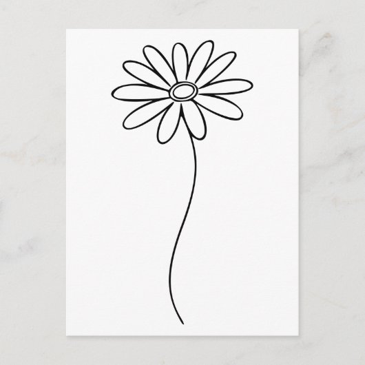 Minimalistische lijntekening van madeliefjesbloem briefkaart (Voorkant)