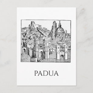 Minimalistische lijntekening van middeleeuwse Padu Briefkaart