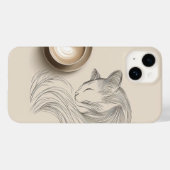 Minimalistische lijntekening van slapende kat & ha Case-Mate iPhone case (Achterkant (horizontaal))