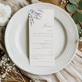 Minimalistische Lila Bloemen Bruiloft Menu