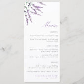 Minimalistische Lila Bloemen Bruiloft Menu (Voorkant)