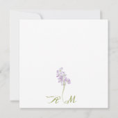 Minimalistische lila bloemenbruiloft bedankkaart (Achterkant)