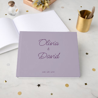 Minimalistische lila bruiloft gastenboek