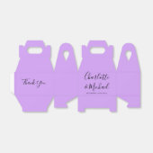 Minimalistische lila lavendel signature script bru bedankdoosjes (Uitgevouwen)