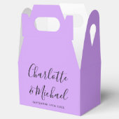 Minimalistische lila lavendel signature script bru bedankdoosjes (Geopend)